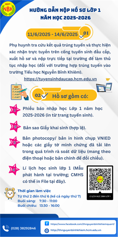 Hướng dẫn tra cứu và nộp hồ sơ lớp 1 năm học 2025-2026